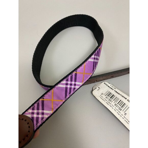NEW Auburn Leathercrafters Belt size 26 Lavender Lattice Dog Collar Plaid NWT - Picture 4 of 6